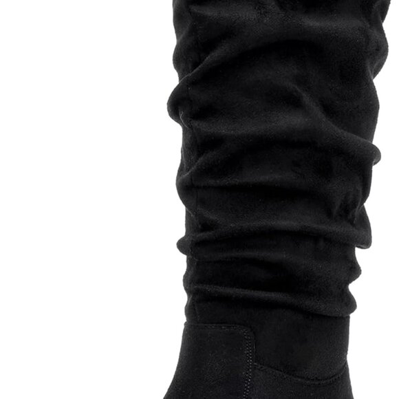 Chic Women’s Black Suede Slouch Boots - Comfortable Knee High Design, Size 8.5 - Picture 1 of 6